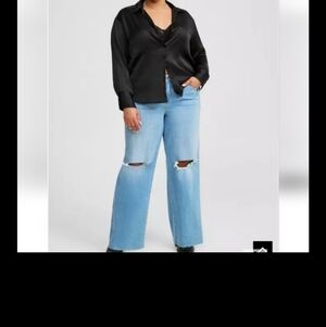 NWOT TORRID 1X Satin Button Up Long Sleeve Shirt